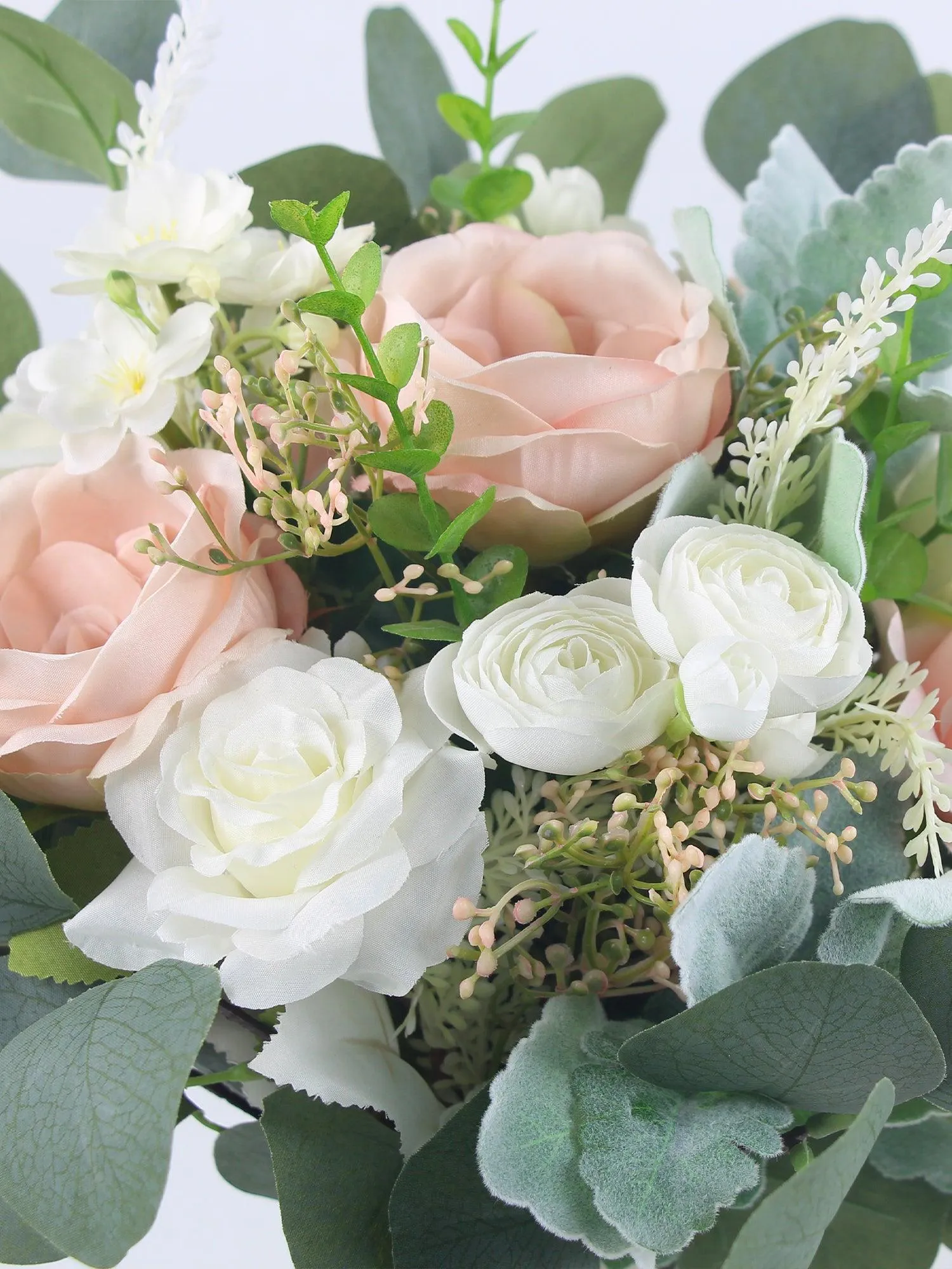 12.6 inch wide Blush Pink & White Bridal Bouquet