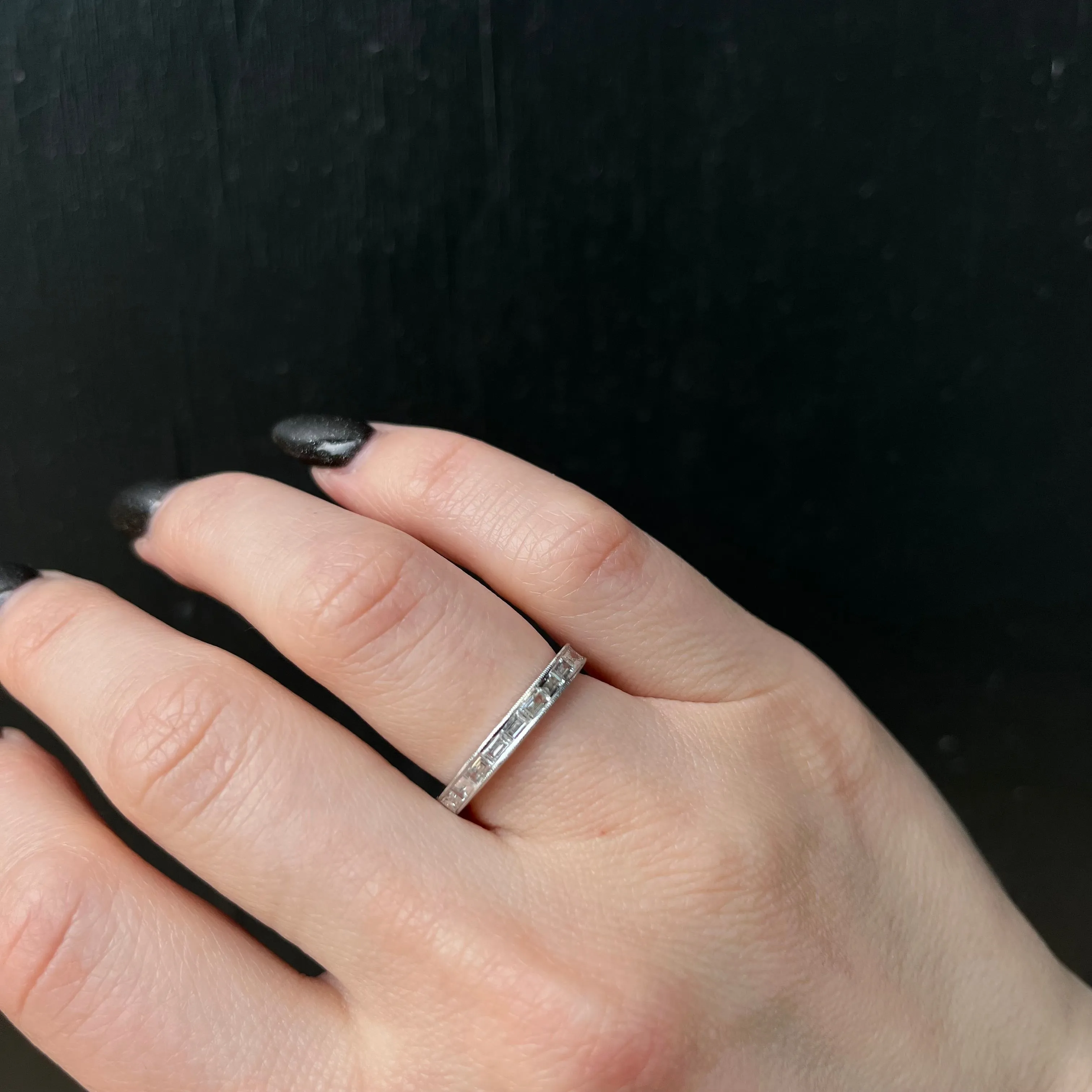 14K White Gold 0.65 CTW Baguette Diamond Band