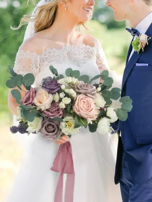 15.7 inch wide Dusty Rose Freeform Bridal Bouquet