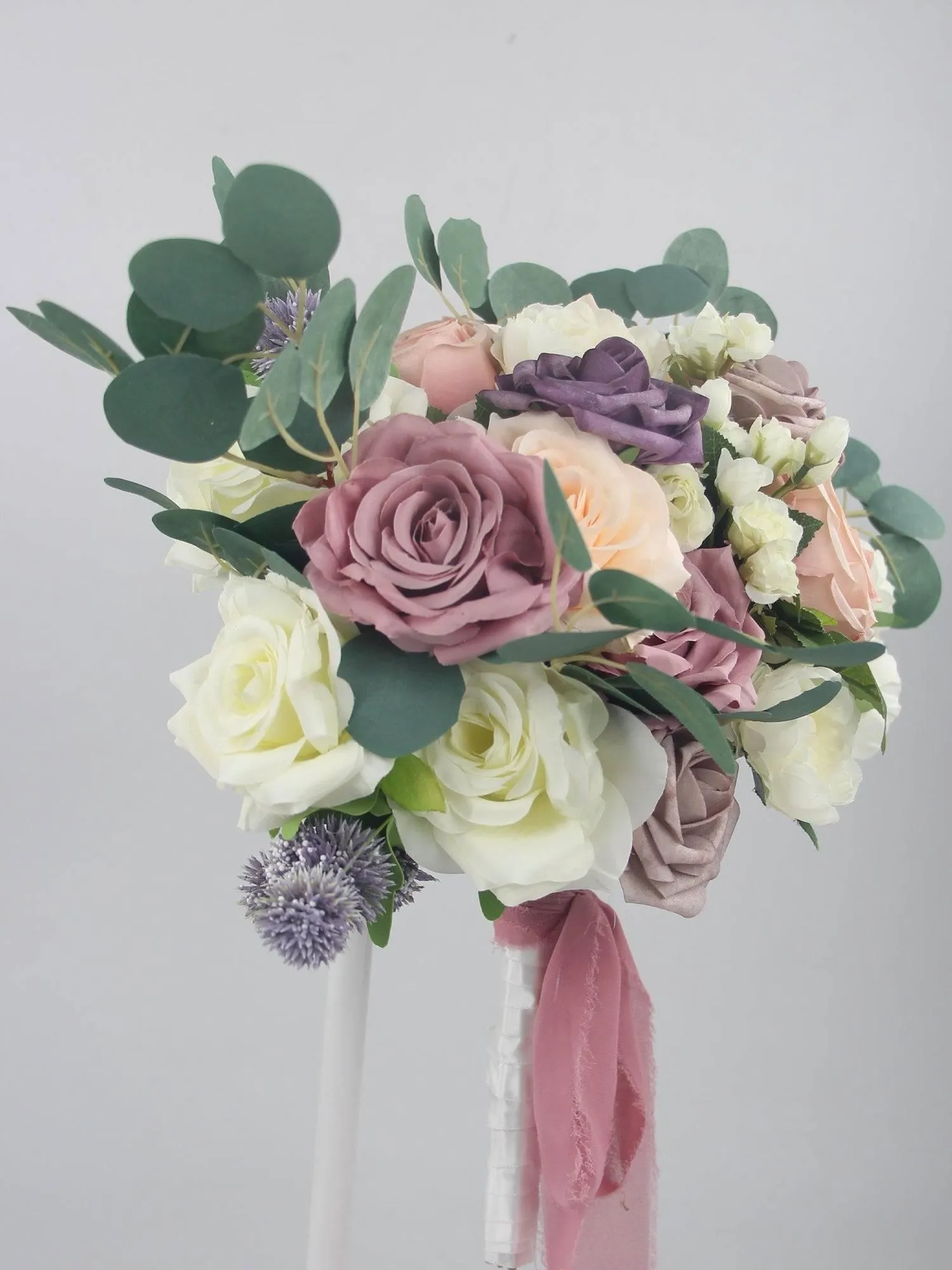 15.7 inch wide Dusty Rose Freeform Bridal Bouquet