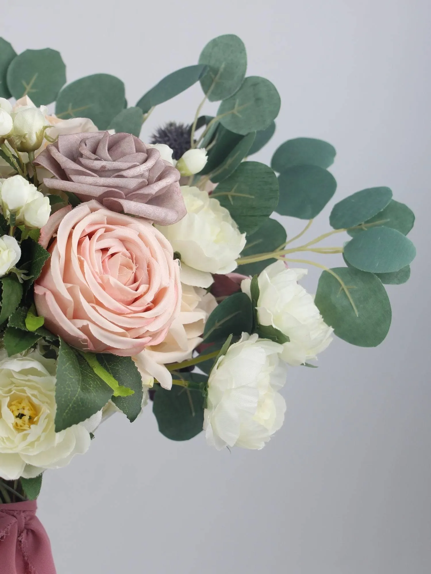 15.7 inch wide Dusty Rose Freeform Bridal Bouquet