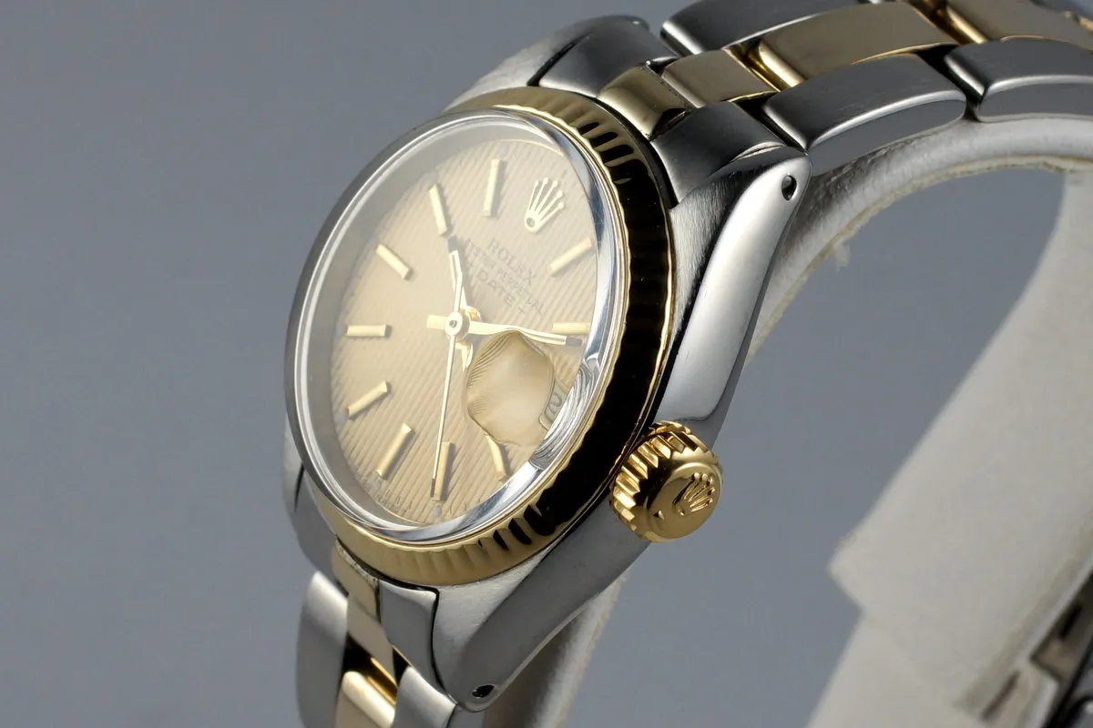1978 Rolex Two Tone Ladies Date 6917 Champagne Tapestry Dial