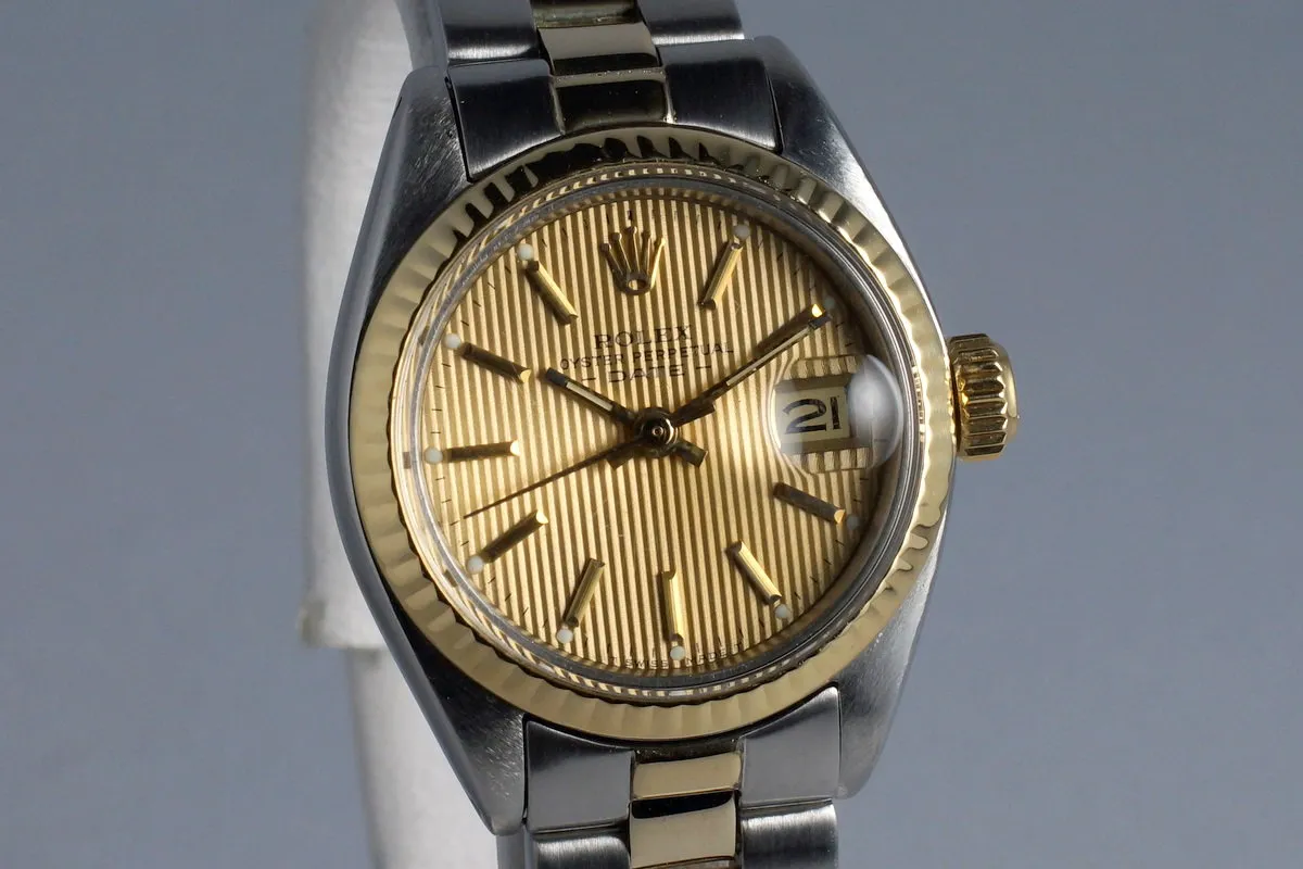 1978 Rolex Two Tone Ladies Date 6917 Champagne Tapestry Dial