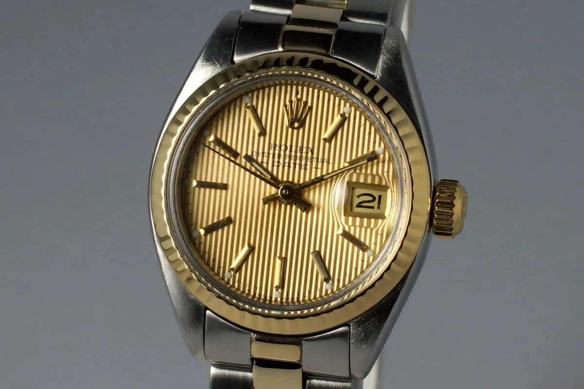 1978 Rolex Two Tone Ladies Date 6917 Champagne Tapestry Dial