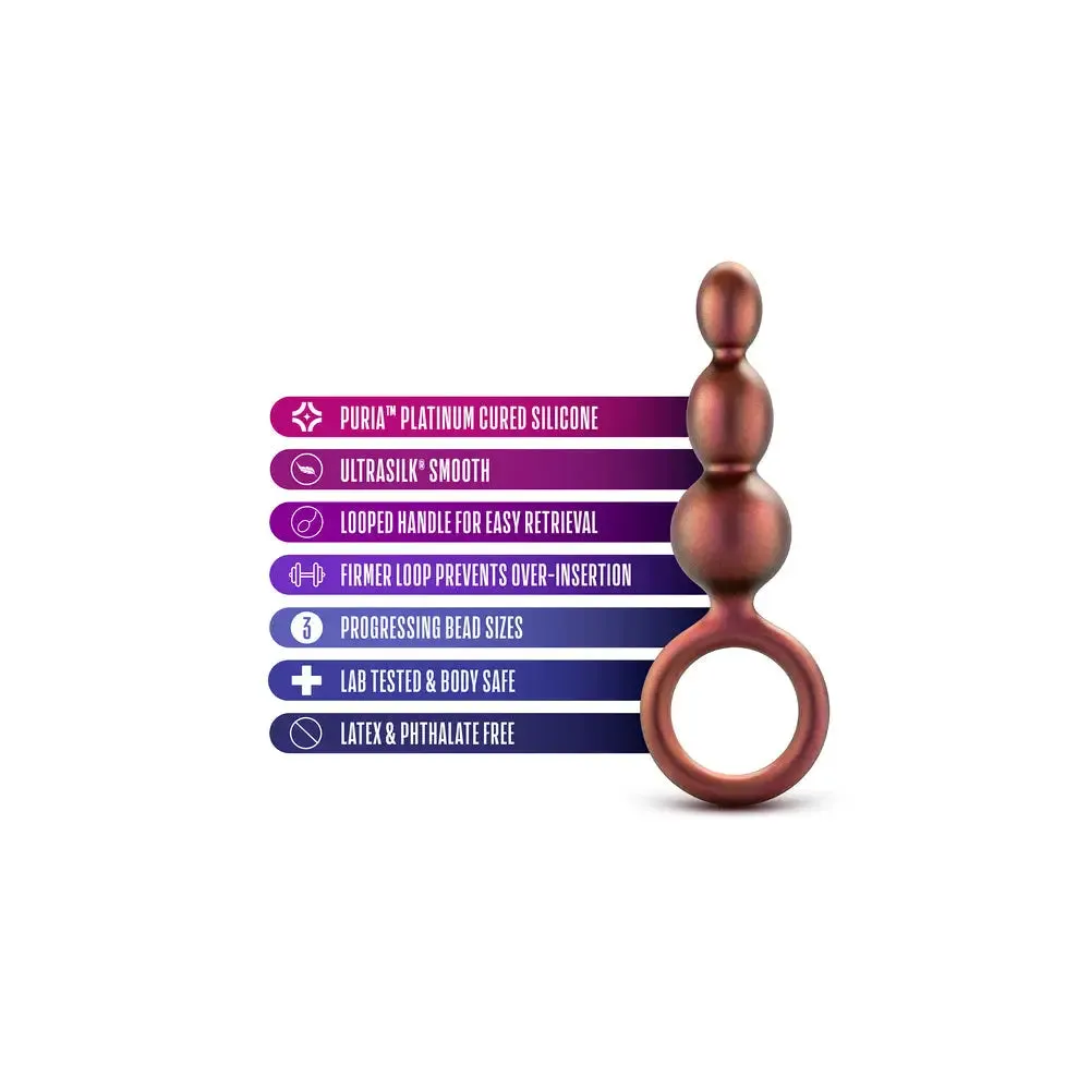 5.5 Inch Blush Novelties Silicone Pink Beaded Butt Plug with Finger Loop