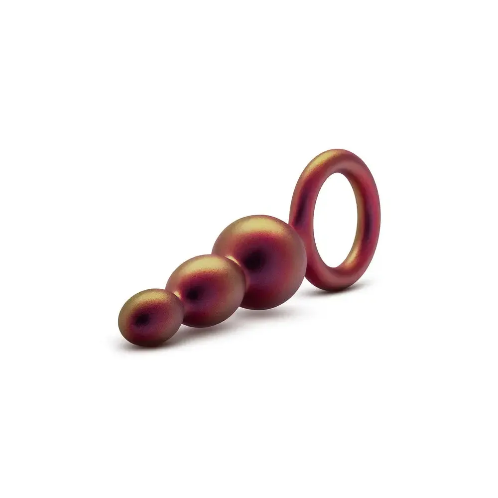 5.5 Inch Blush Novelties Silicone Pink Beaded Butt Plug with Finger Loop