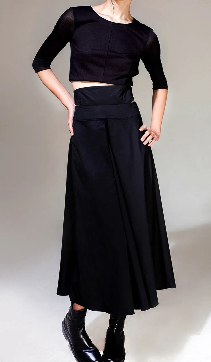 Avan-Garde Loose fitting Wide Leg Japanese Style Asymmetrical High Waist Bandage Skirt Trouser