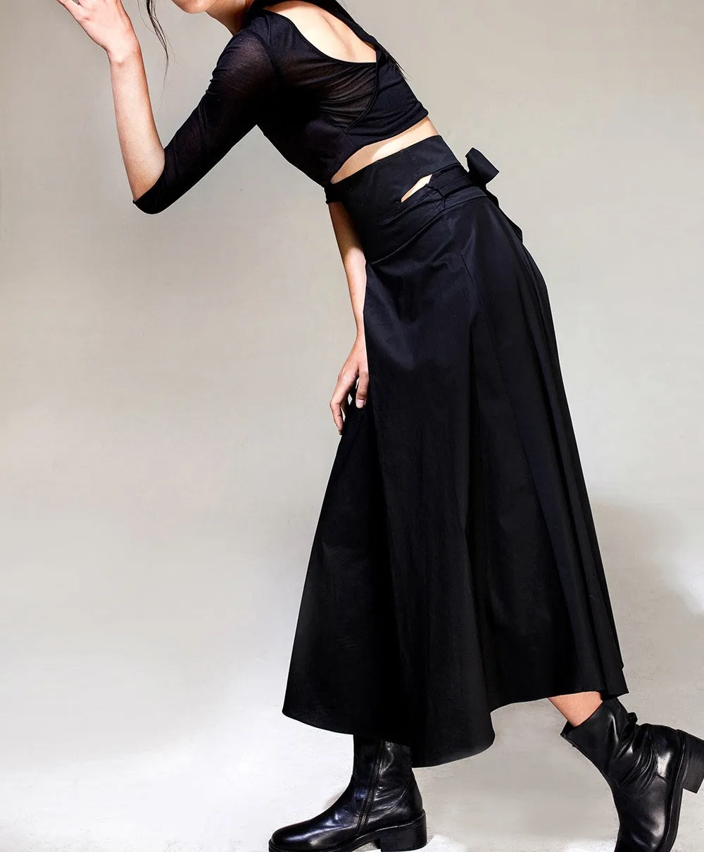 Avan-Garde Loose fitting Wide Leg Japanese Style Asymmetrical High Waist Bandage Skirt Trouser