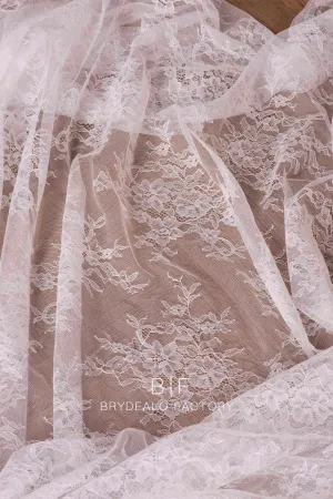 Best Flower Motif Chantilly Lace Fabric Online