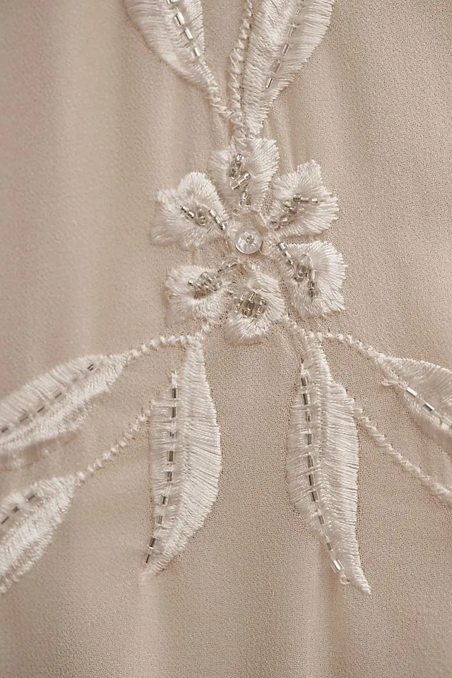 Bhldn Belize A-line Long Sleeve V-Neck Embroidered Wedding Dress ,  champagne
