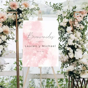 Blush Spanish Wedding Welcome Acrylic Sign