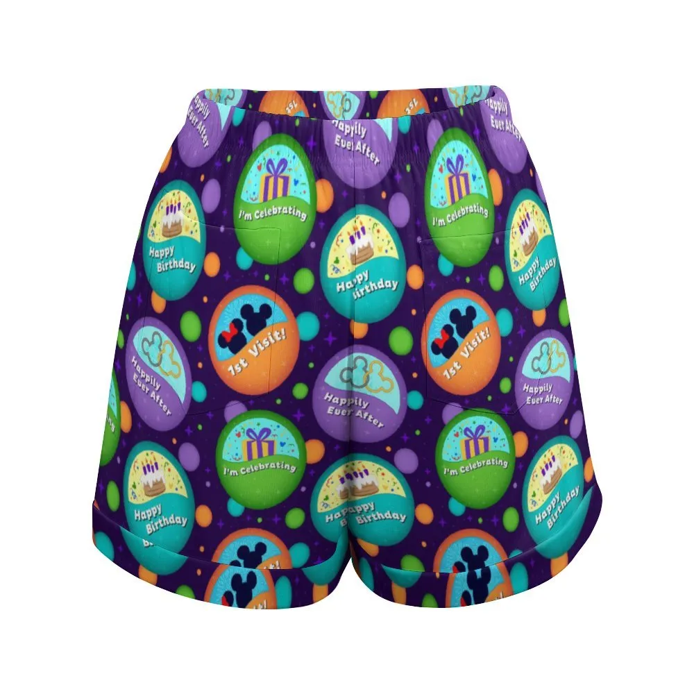 Button Collector Women's High-Waisted Loose Shorts With Pockets