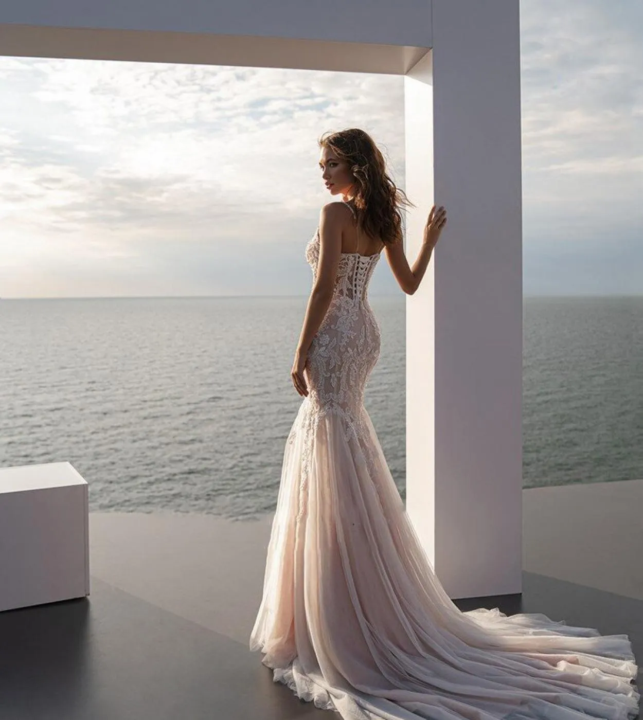 Champagne Mermaid Wedding Dress Spaghetti Straps Appliqued Lace Bridal Dresses Boho Wedding Gowns Свадебное пл