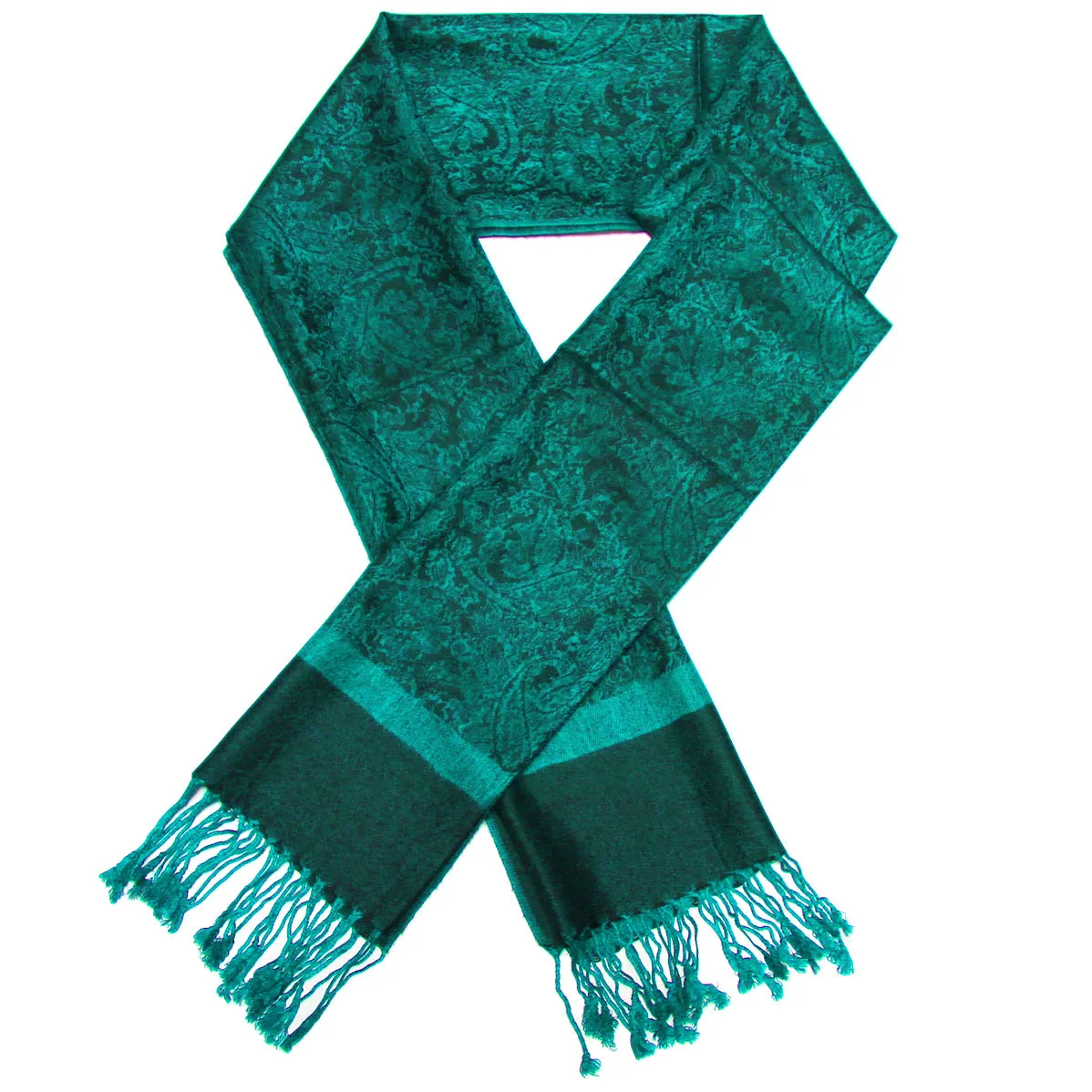 Dark Sea Green Paisley Pashmina Scarves