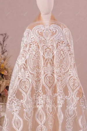 Designer Clear Sequin Abstract Motif Embroidered Lace