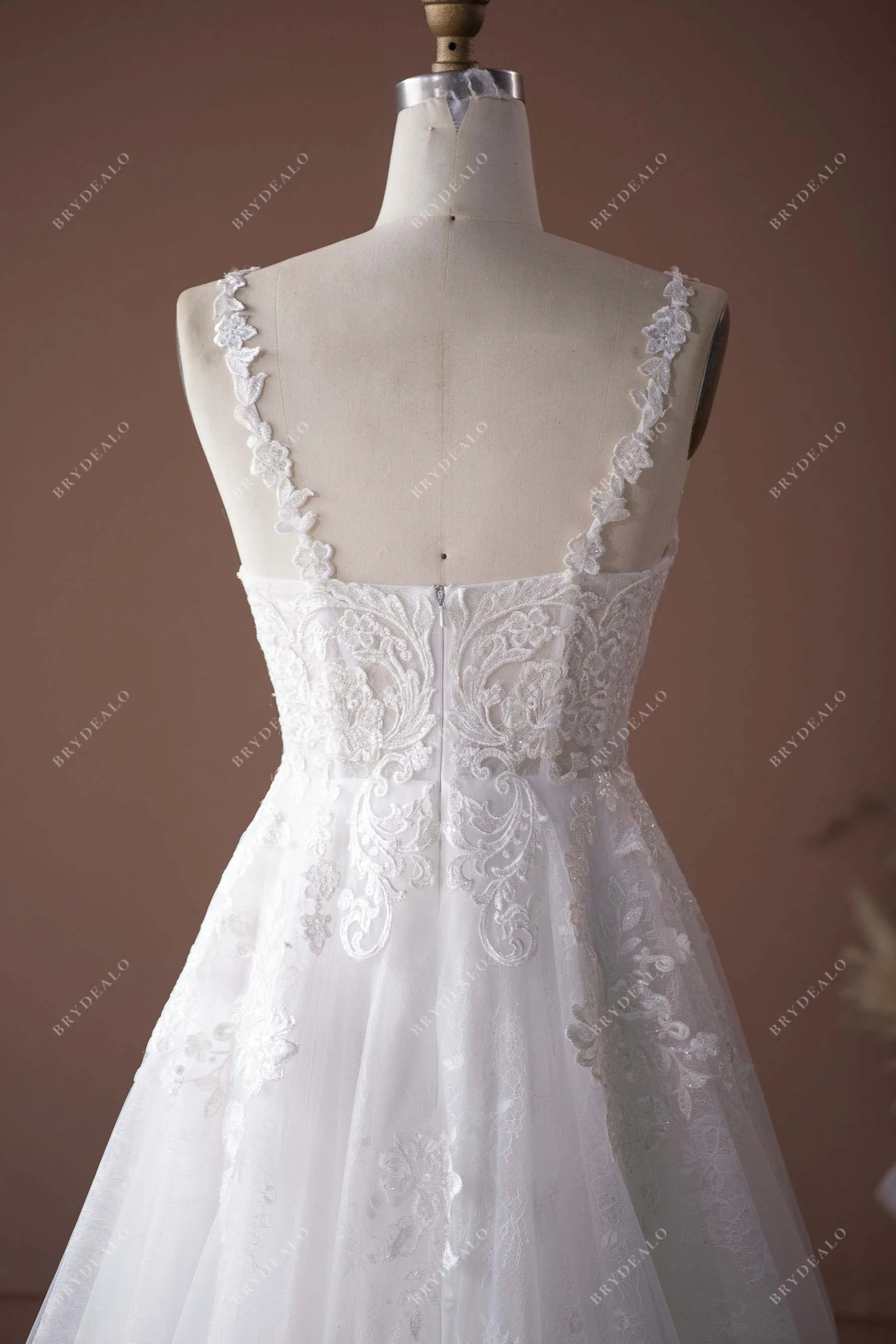 Designer Lace Spaghetti Straps Corset Wedding Ball Gown