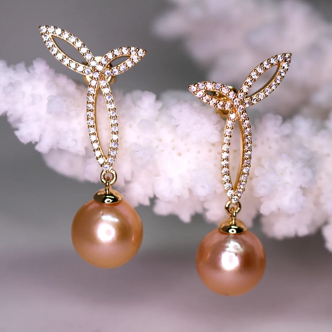 Golden Cherry Edison Pearl Earrings