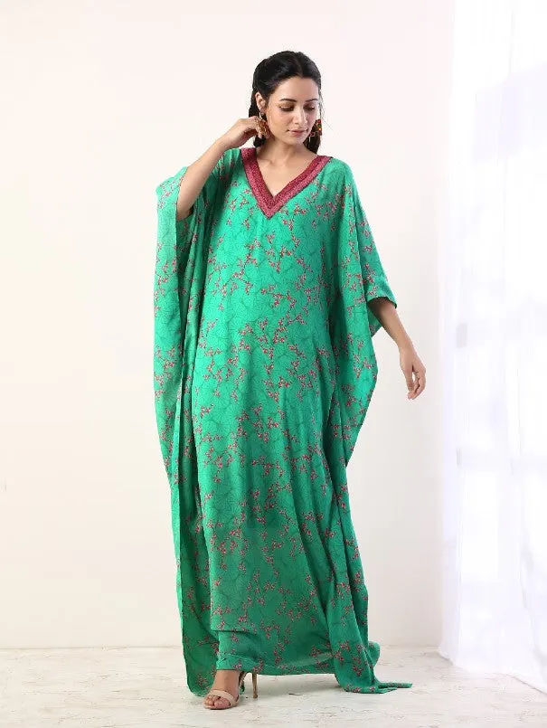 Green Embroidered Kaftan (Set of 2)