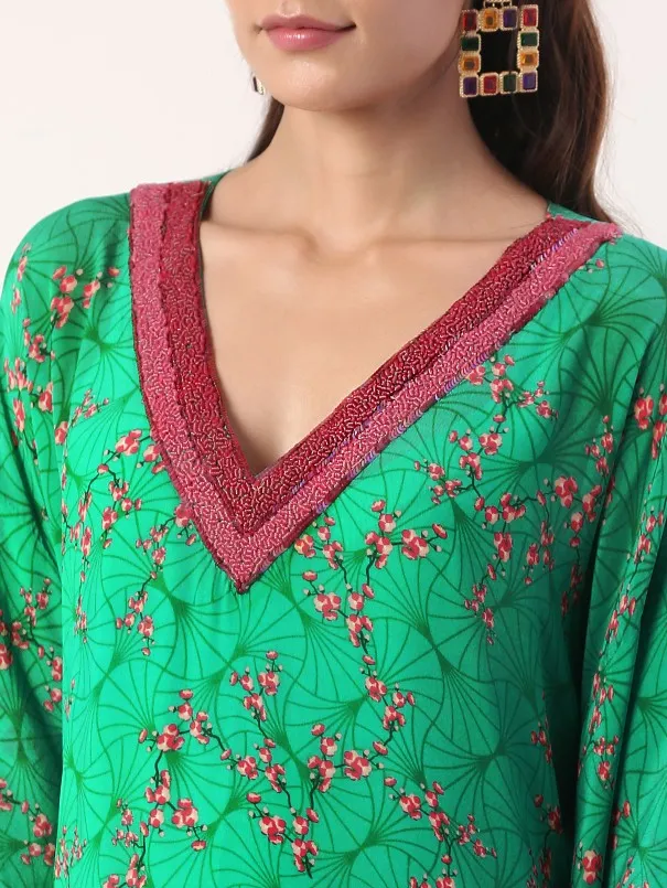 Green Embroidered Kaftan (Set of 2)