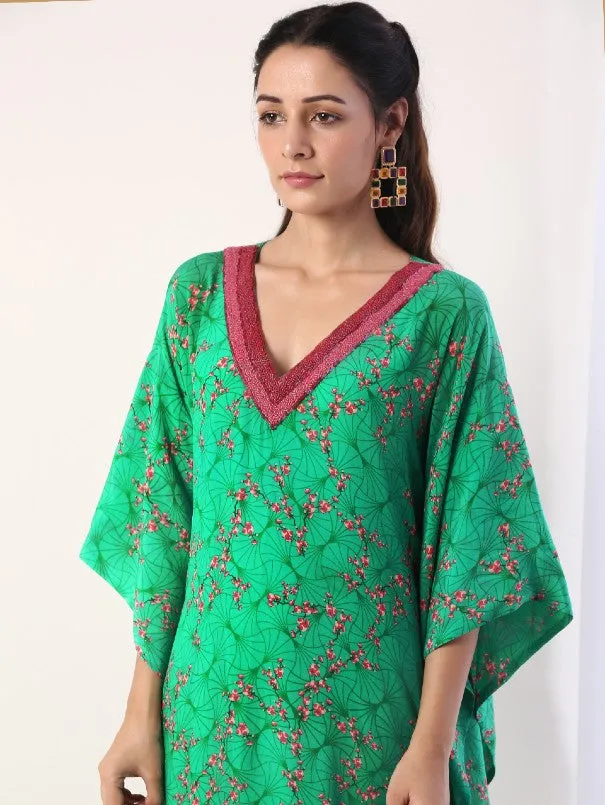Green Embroidered Kaftan (Set of 2)