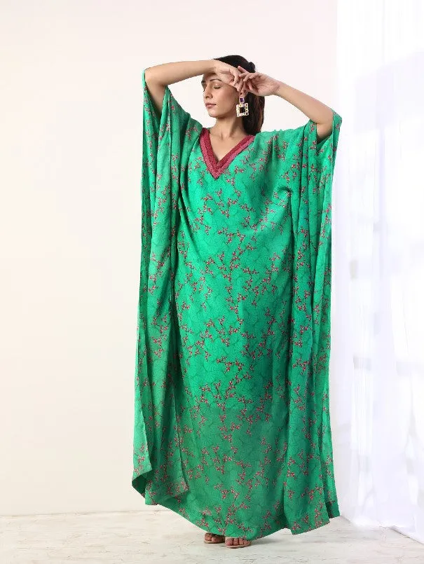 Green Embroidered Kaftan (Set of 2)