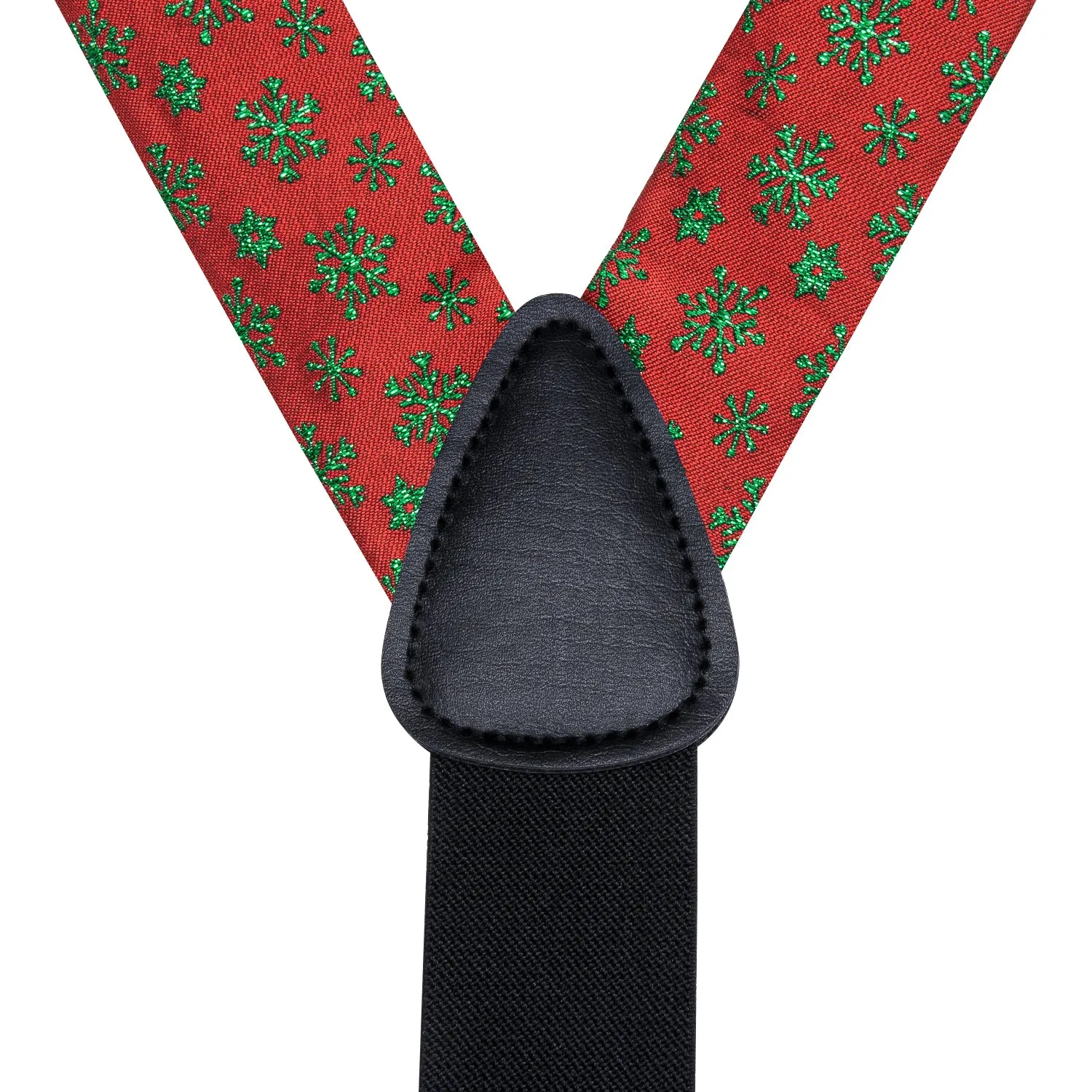 Hi-Tie Red Green Christmas Necktie Suspender Bowtie Hanky Cufflink Set