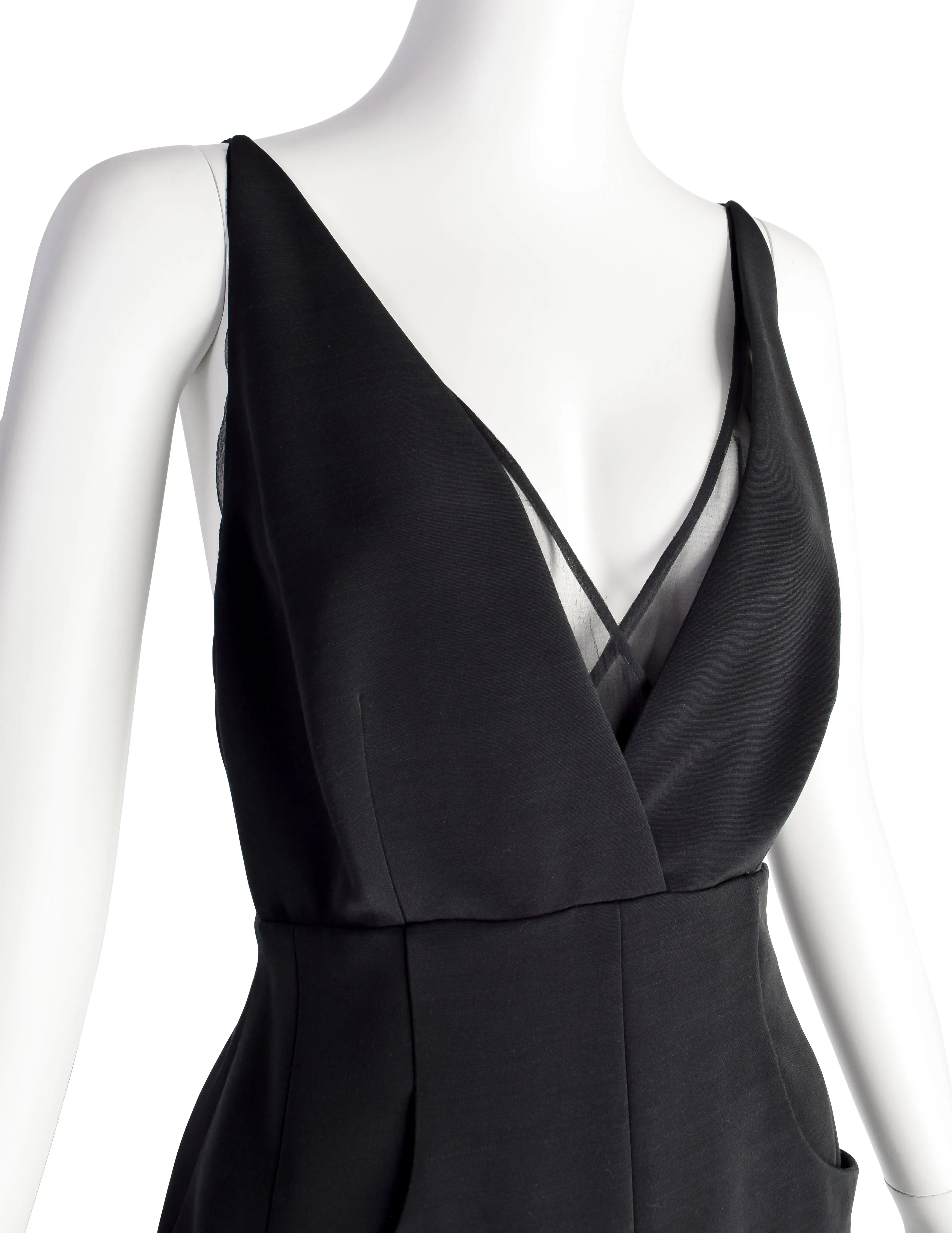 Karl Lagefeld Vintage AW1993 Black Pointed Wool and Silk Georgette Dress