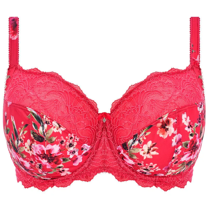 Lucia Side Support Bra Cherry Red Floral Print - Fantasie