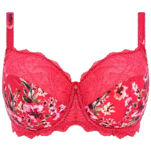 Lucia Side Support Bra Cherry Red Floral Print - Fantasie