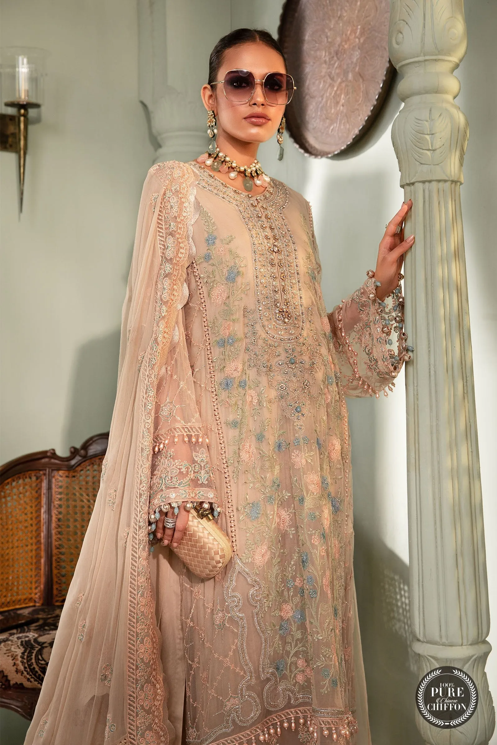 MARIA.B Luxury Chiffon Collection – MPC-22-206-Nude Pink