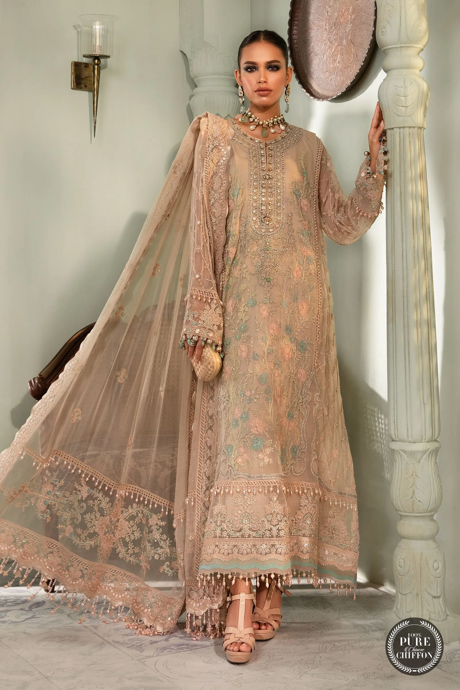 MARIA.B Luxury Chiffon Collection – MPC-22-206-Nude Pink