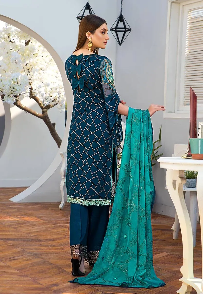 Maryam's Gold Luxury Embroidered Chiffon Collection Vol 6 – MG-71 Aster