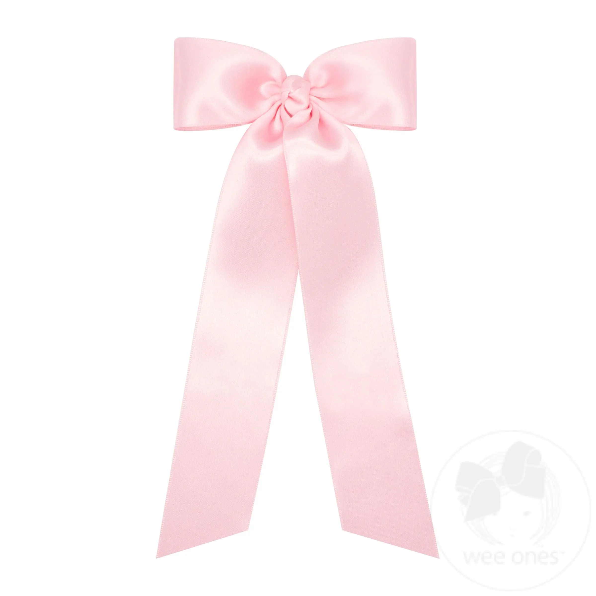 Medium French Satin Hair Bowtie with Knot Wrap and Streamer Tails
