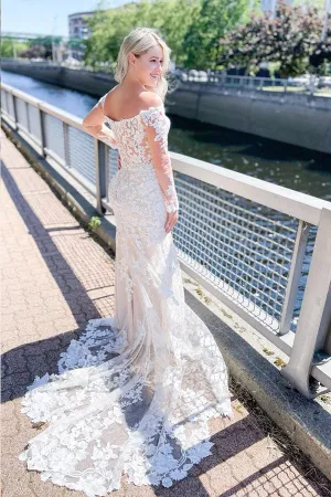 Mermaid Off The Shoulder Ivory Lace Wedding Dress