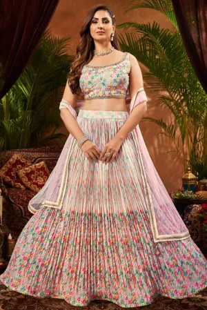 Multicolor Lehenga & Choli With Colorful Embroidered Work