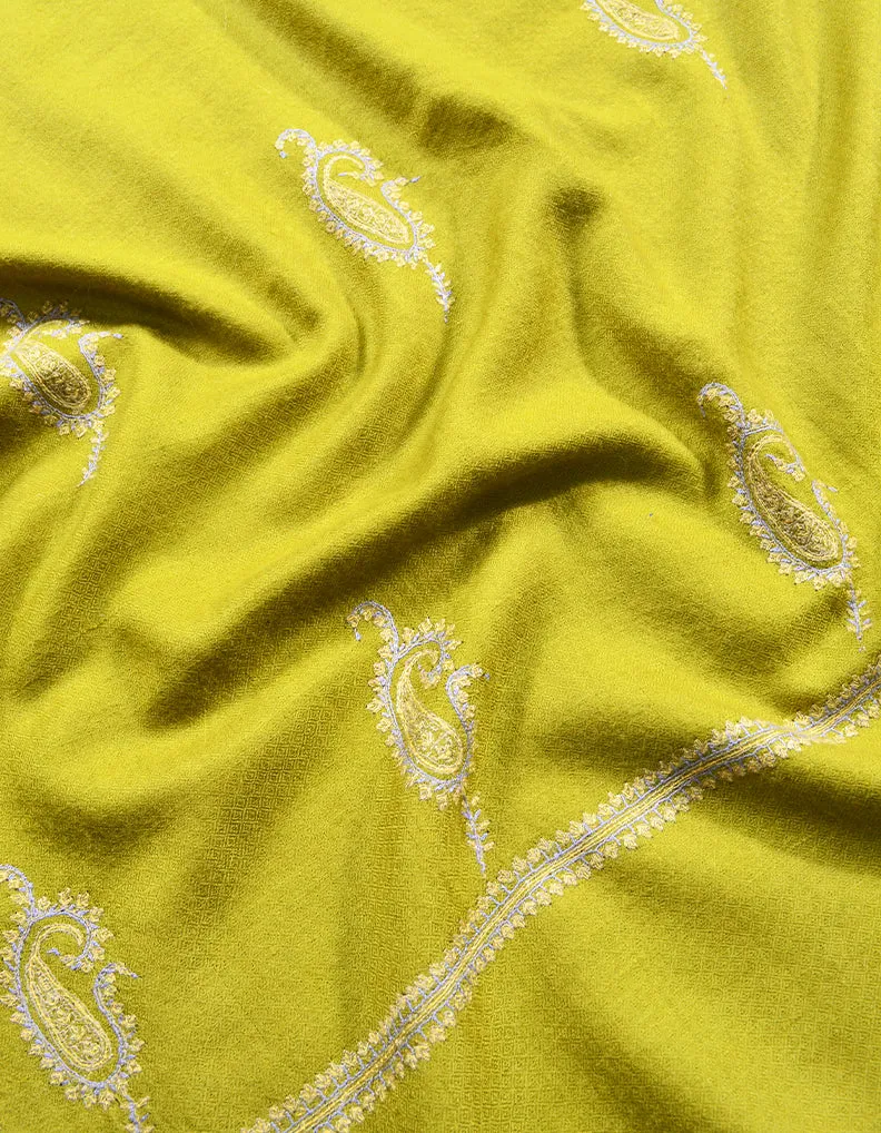 mustard Embroidery Pashmina Stole 7824
