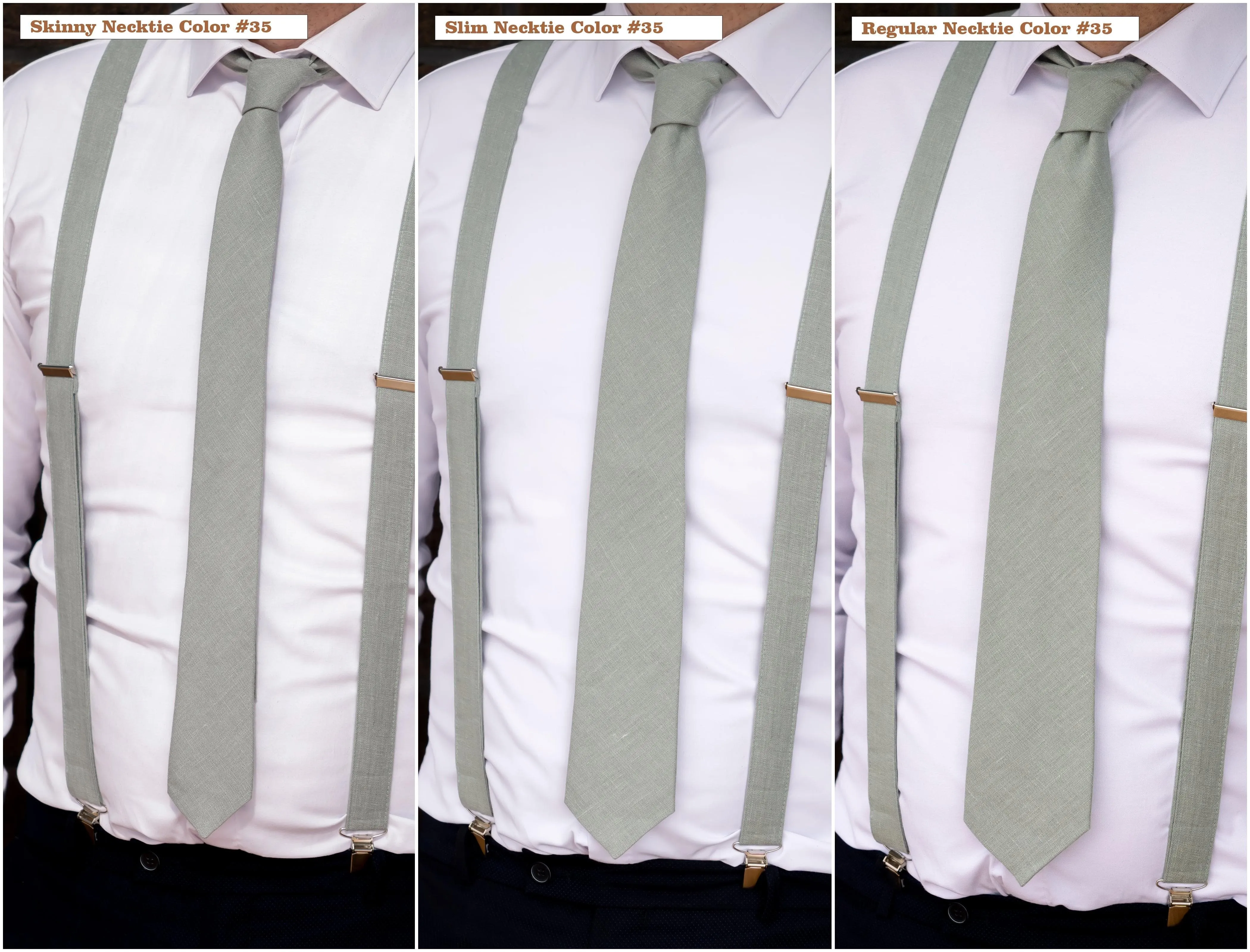 Natural linen color bow tie | Gray mens skinny ties