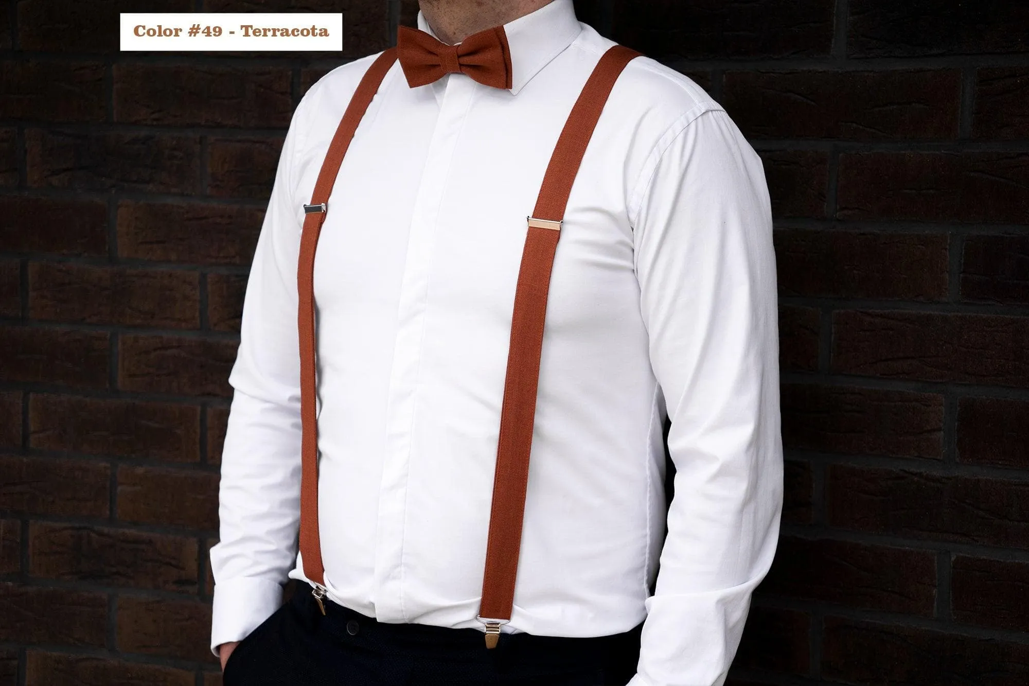 Natural linen color bow tie | Gray mens skinny ties