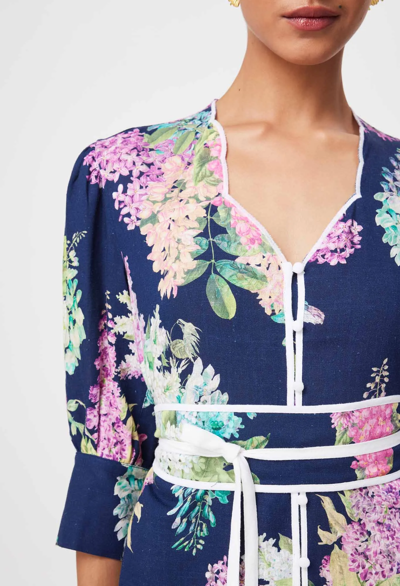 Once Was - Augustine Scallop Embroidered Hem Linen Viscose Dress