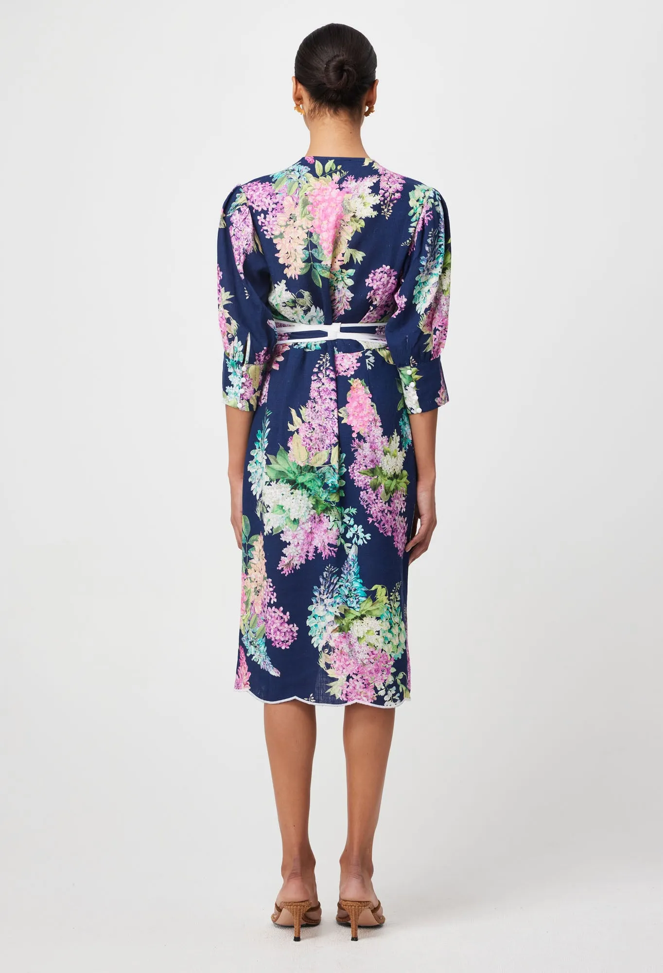 Once Was - Augustine Scallop Embroidered Hem Linen Viscose Dress