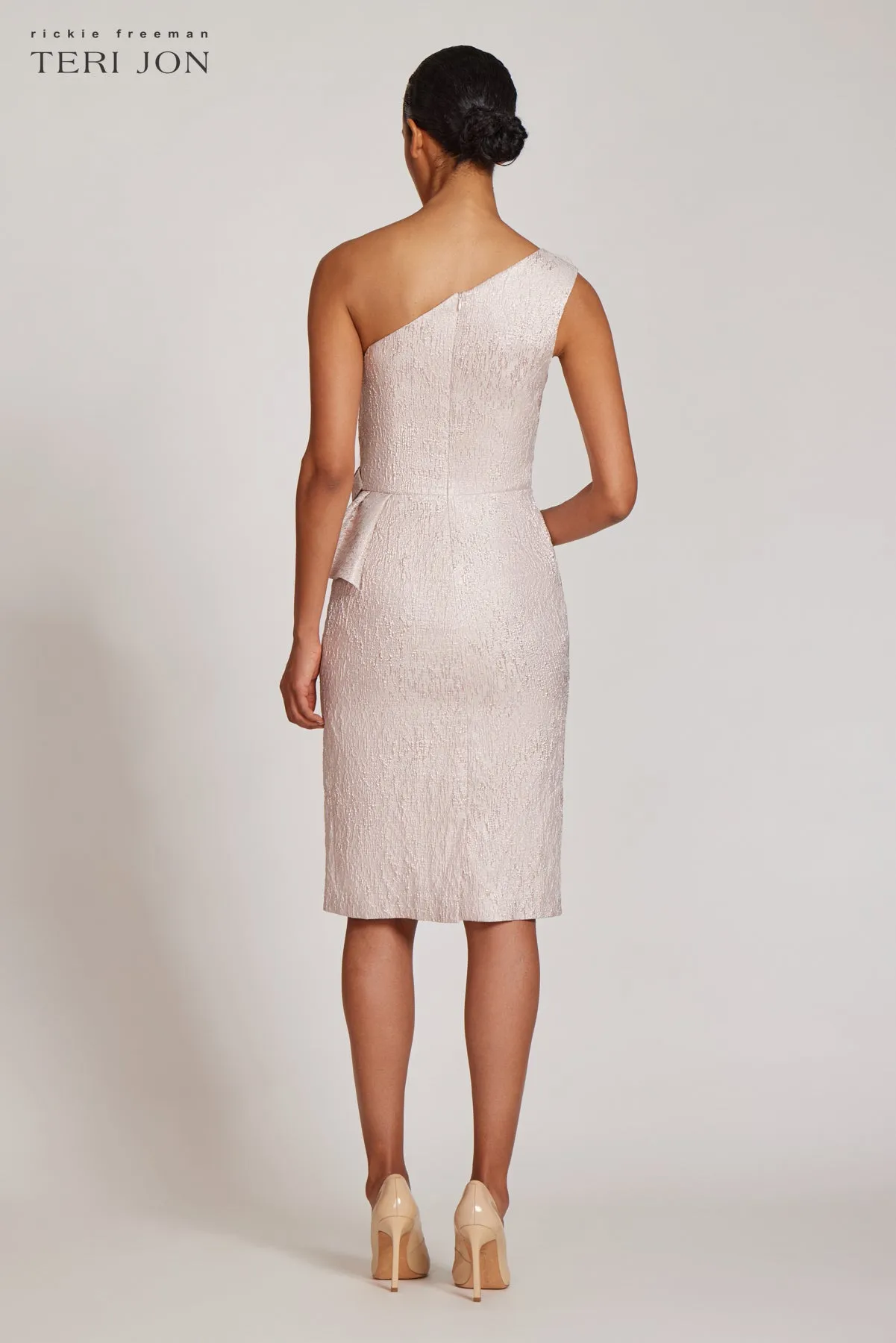 One Shoulder Cascade Midi Dress