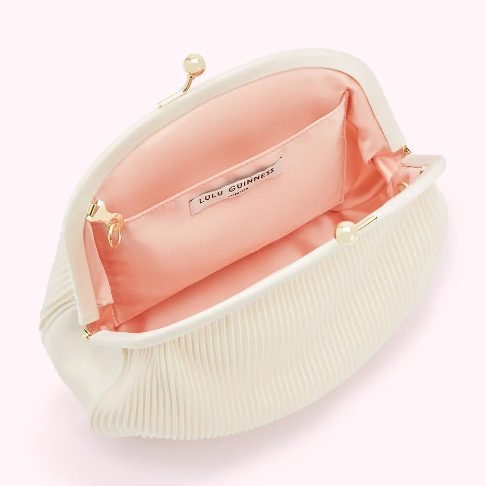 PEARL SATIN PLISSE LOIS CLUTCH