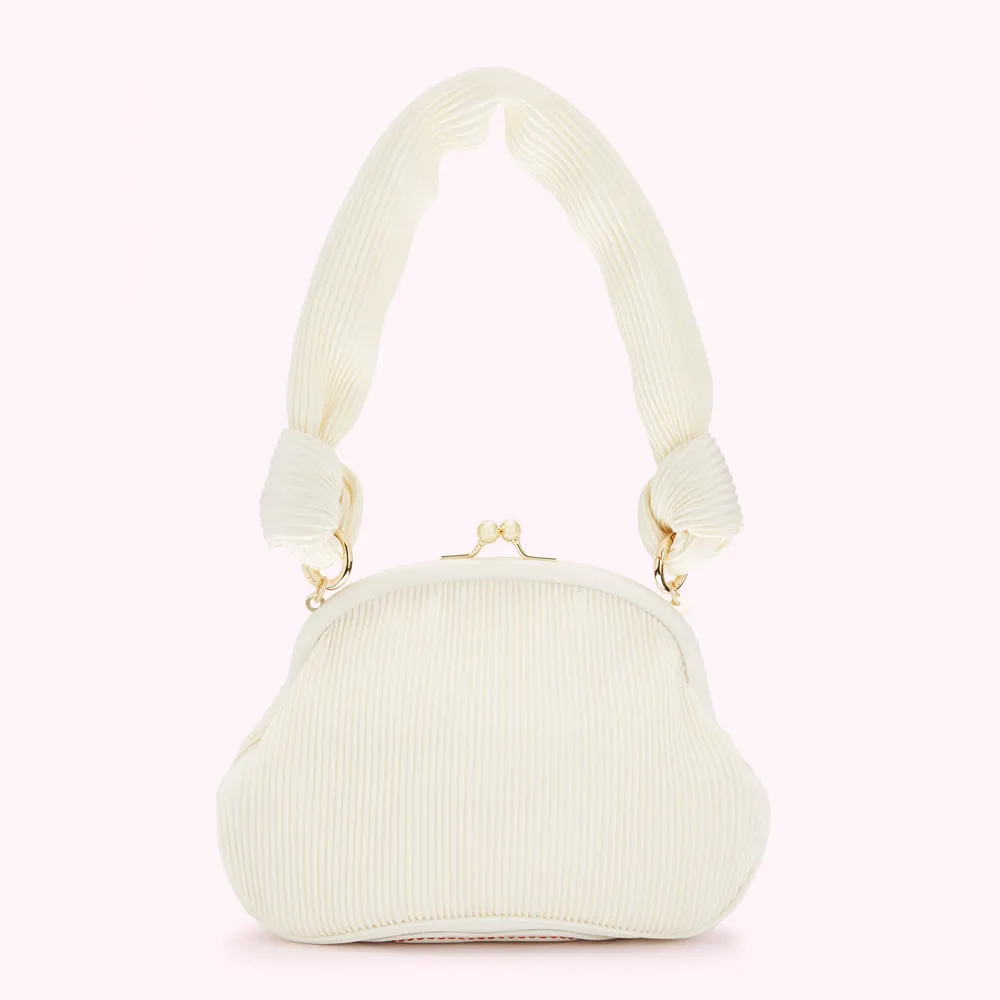 PEARL SATIN PLISSE LOIS CLUTCH