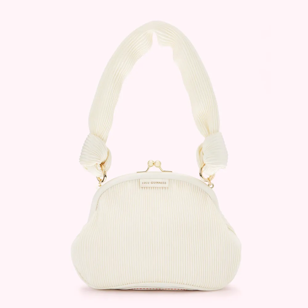PEARL SATIN PLISSE LOIS CLUTCH