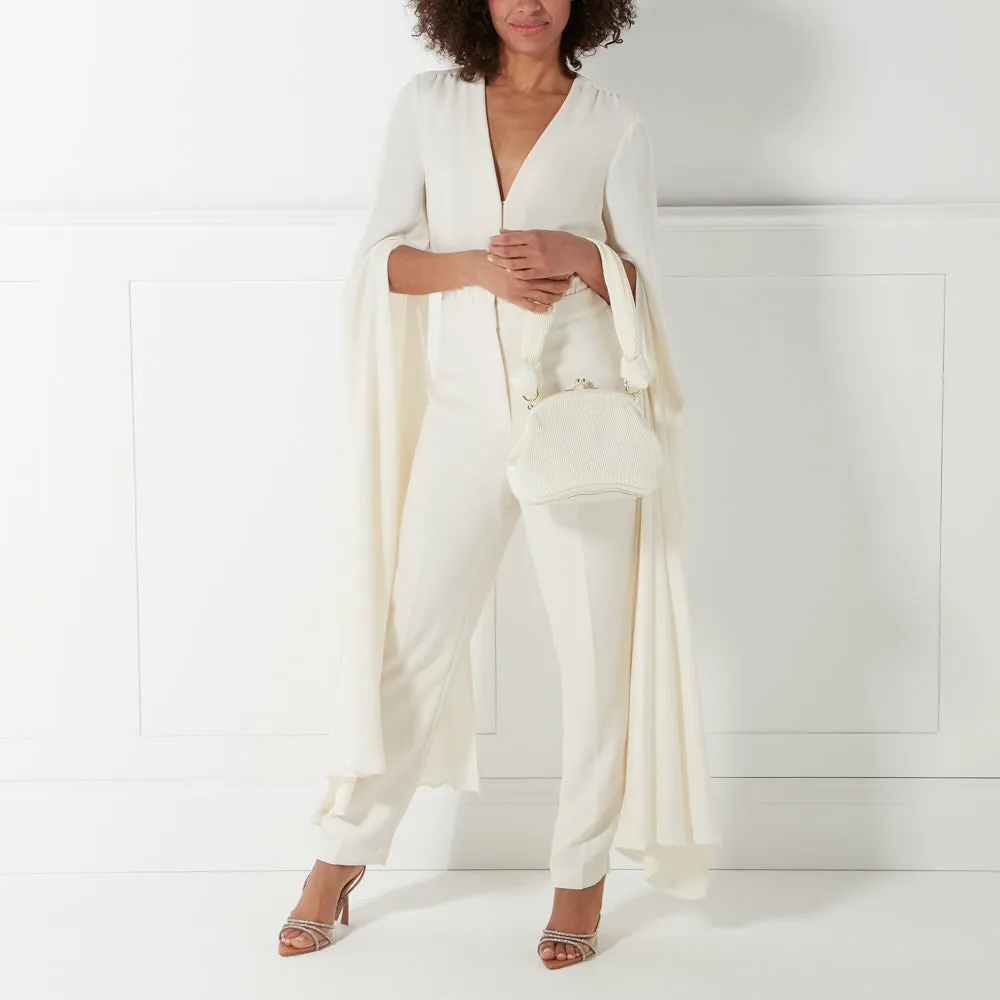 PEARL SATIN PLISSE LOIS CLUTCH