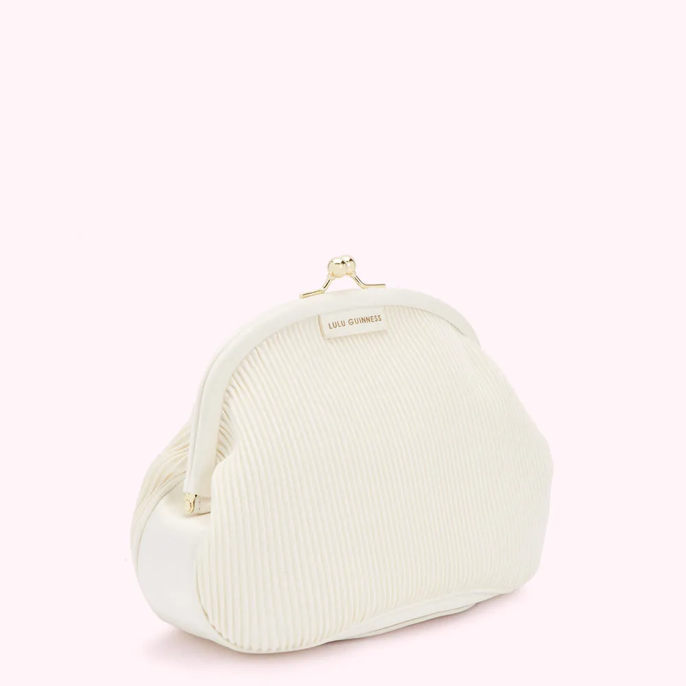 PEARL SATIN PLISSE LOIS CLUTCH