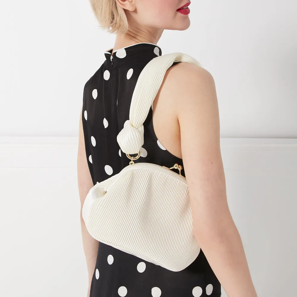 PEARL SATIN PLISSE LOIS CLUTCH