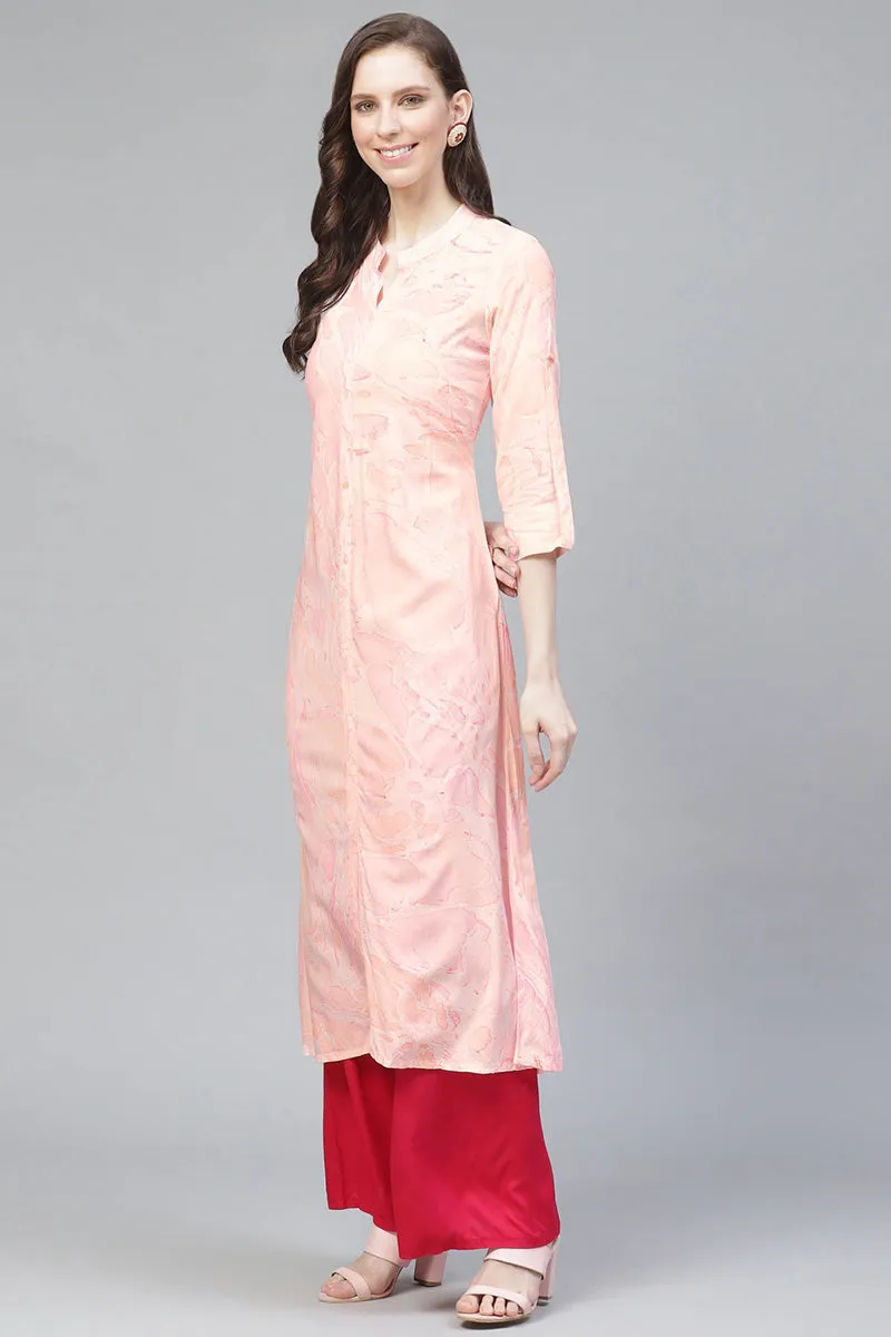 Pink Cotton A-Line Kurta