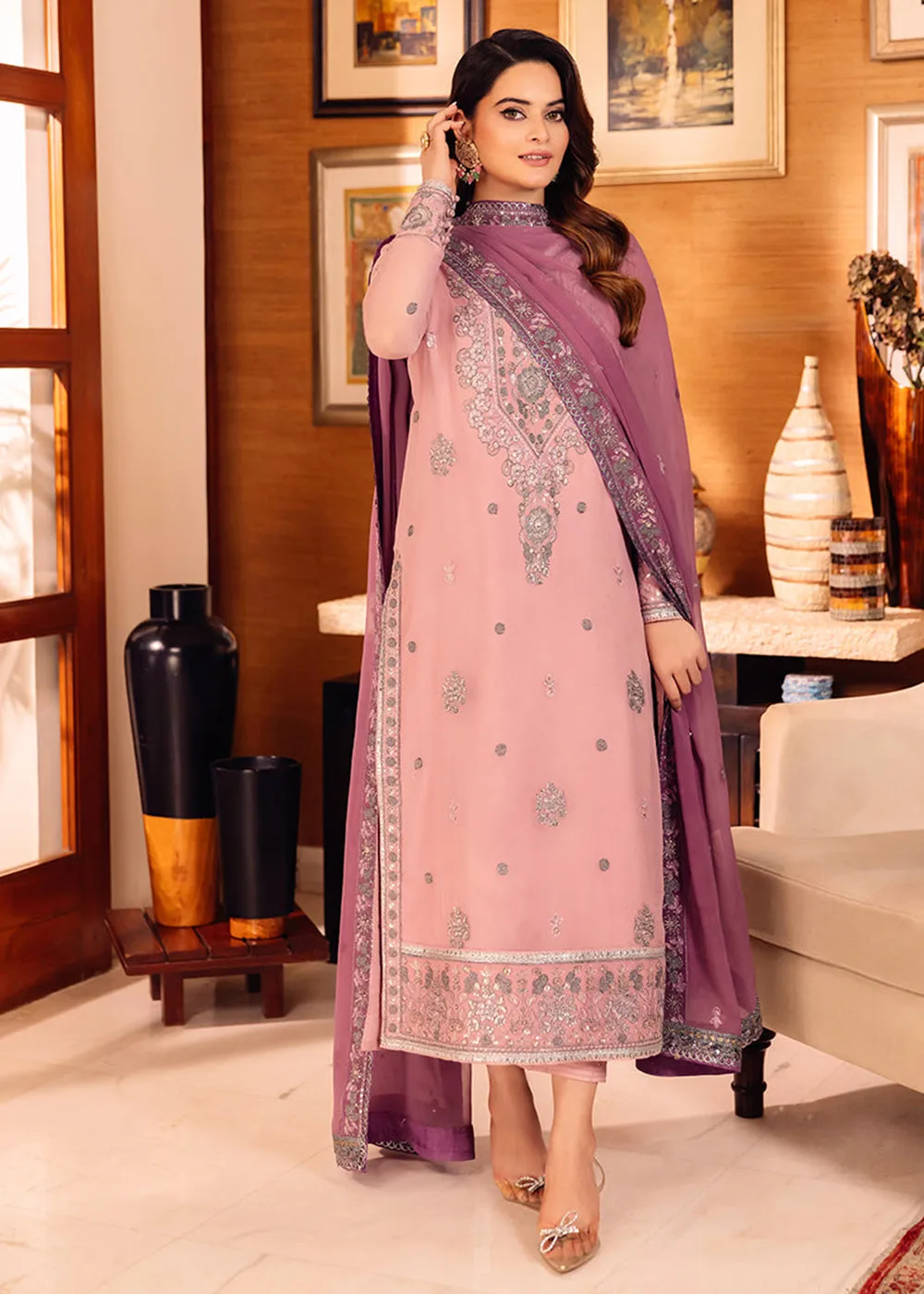 Pretty Lilac Suit - Maahru, Noorie & Meerub '23 by Asim Jofa - AJSM-26
