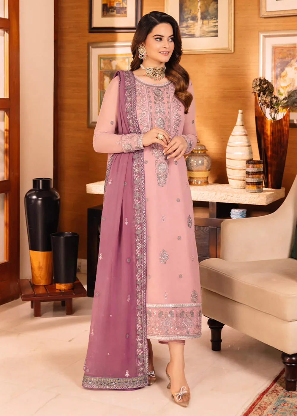 Pretty Lilac Suit - Maahru, Noorie & Meerub '23 by Asim Jofa - AJSM-26